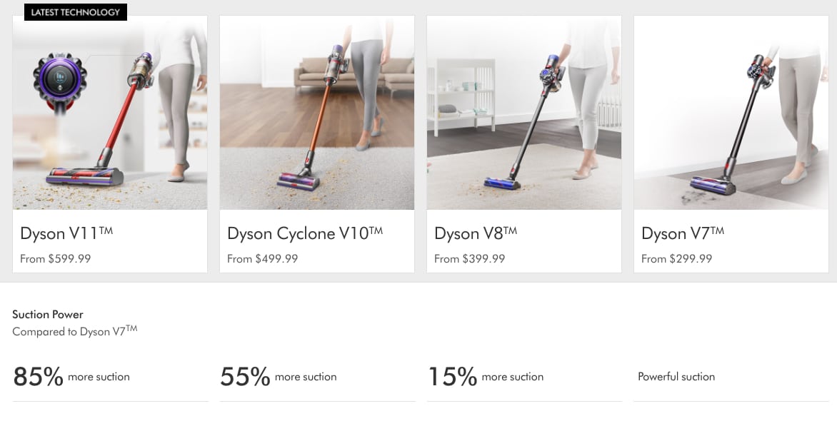 compare dyson v7